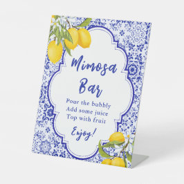 Signe De Table Fête des mariées citron jaune bleu Mimosa Bar