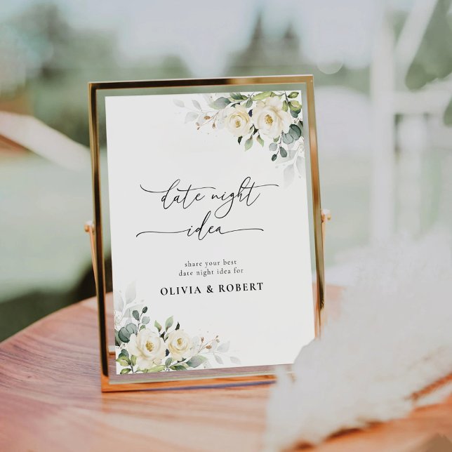 Signe De Table Fête des mariées des Roses blanches Date Idée noct (Créateur téléchargé)