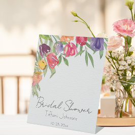 Signe De Table Fête des mariées des tulipes brillantes et amusant