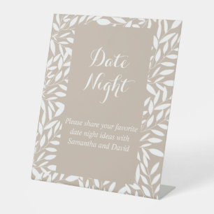 Signe De Table Fête des mariées Feuille beige minimaliste floral