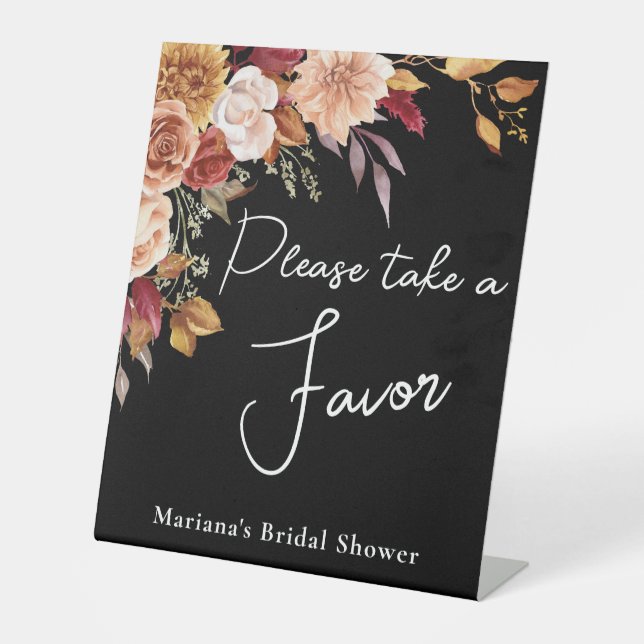 Signe De Table Fête des mariées florale de la Chute Noire Favoris (Recto)