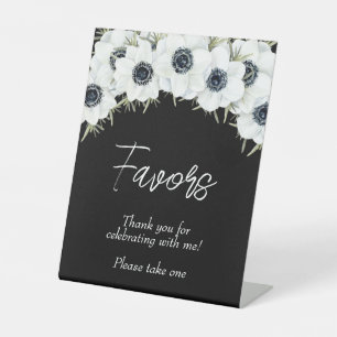 Signe De Table Fête des mariées florale noire et blanche privilég