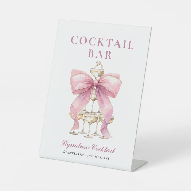 Signe De Table Fête des mariées rose Coquette Bow (Recto)