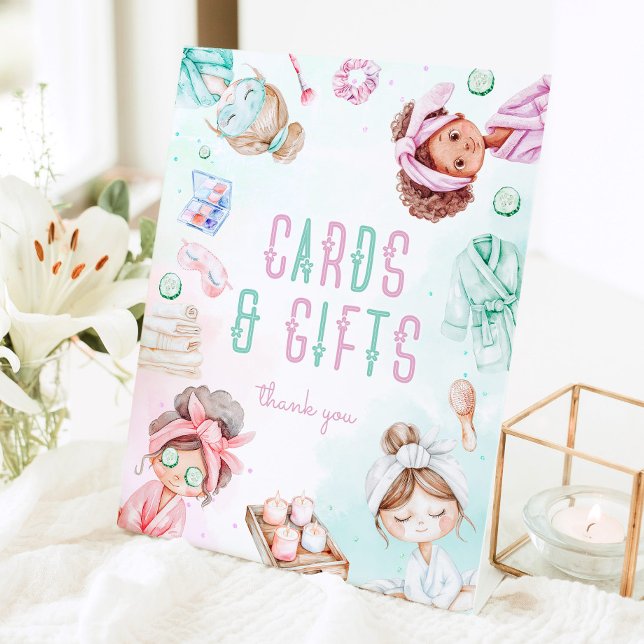 Signe De Table Fête spa Cartes et cadeaux Pastel Anniversaire (Créateur téléchargé)