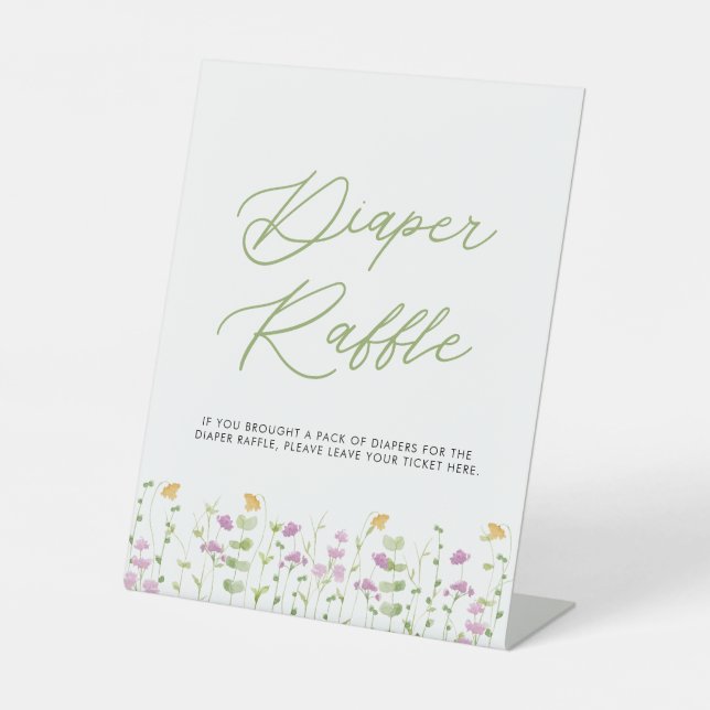 Signe De Table Feuillage Fleur sauvage vert jaune rose (Recto)