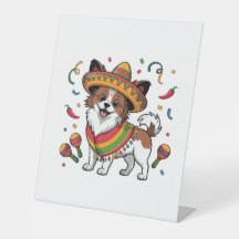 Fiesta Papillon Chien portant Sombrero et Sarape
