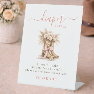 Signe De Table Fille Cowgirl Rose Foncé Fête de Naissance Tirage