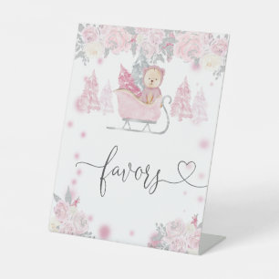 Signe De Table Fille d'hiver Ours de bois Faveurs florales