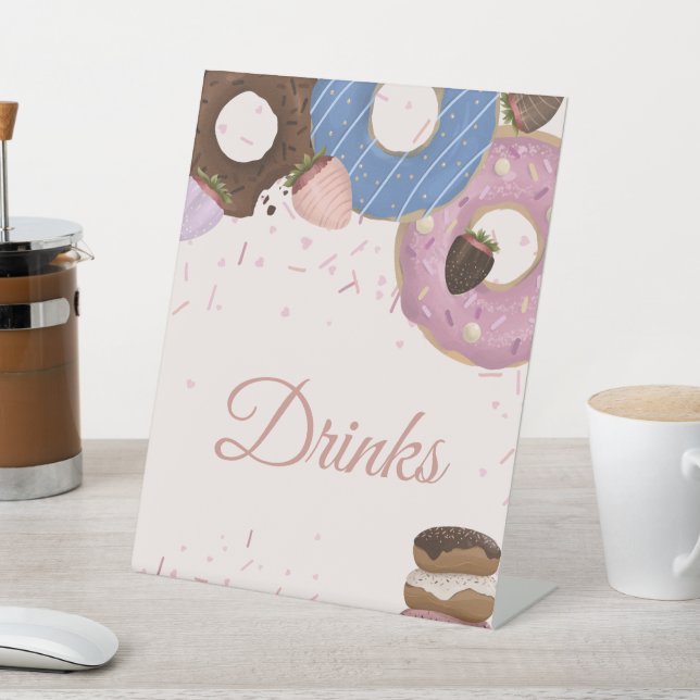 Signe De Table Filles Sweet Donut Pastel Boissons Anniversaire (In SItu)