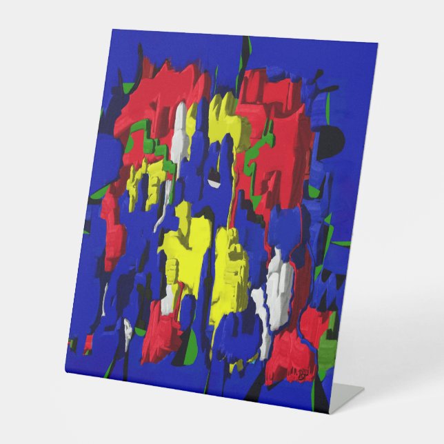 Signe De Table fissures en bleu, abstraite (Recto)