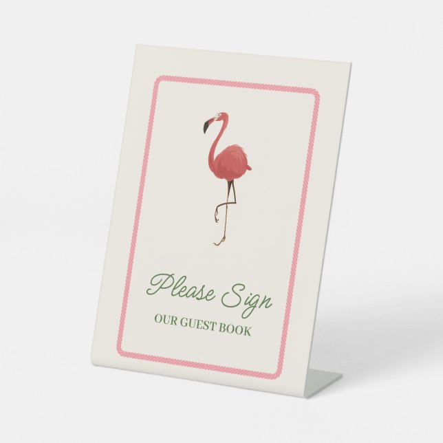 Signe De Table Flamingo Tropics Coastal Beach Guest Book (Recto)