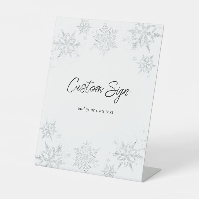 Signe De Table Flamme d'hiver Flocon de neige Texte personnalisé  (Recto)
