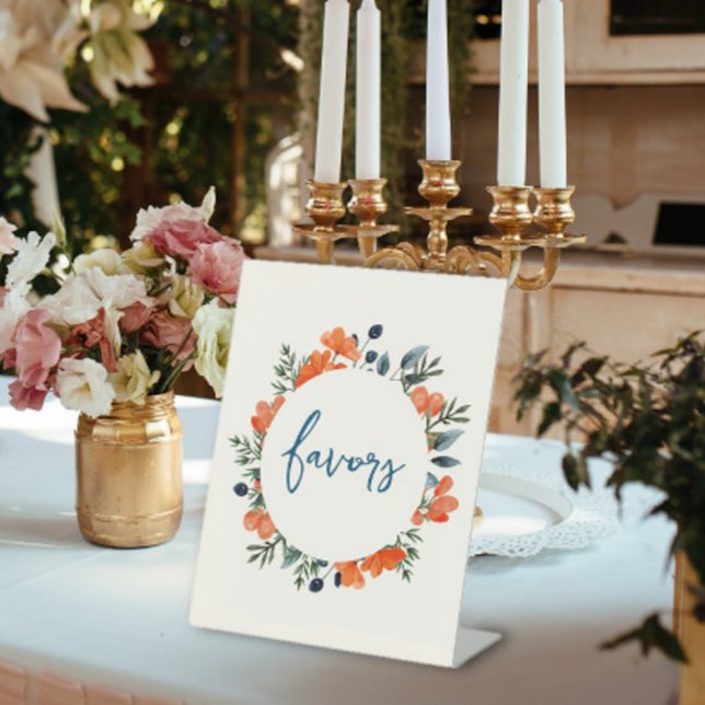 Signe De Table Fleur Botaniques Orange Fête des mariées Faveurs (Créateur téléchargé)