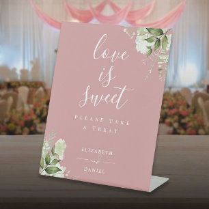 Signe De Table Fleur de verdure Rose Poussiéreuse L'amour est dou