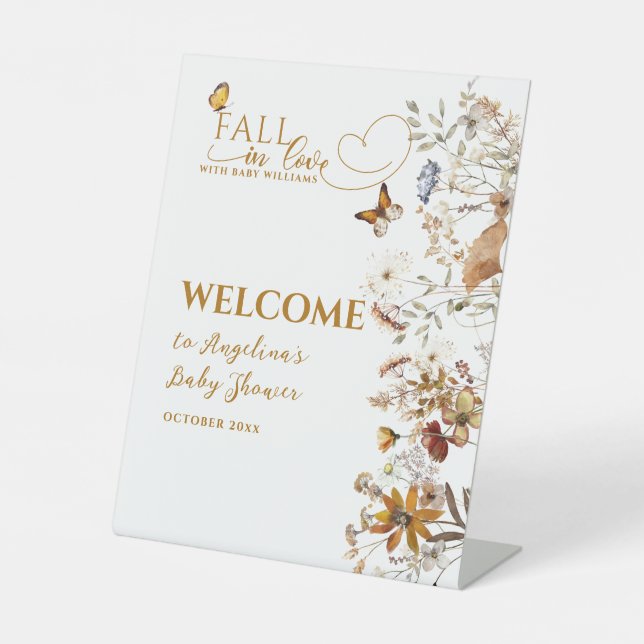 Signe De Table Fleur sauvage d'aquarelle chute dans le Baby showe (Recto)