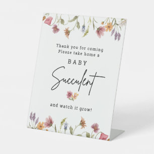 Signe De Table Fleur sauvage de printemps Baby shower succulent b