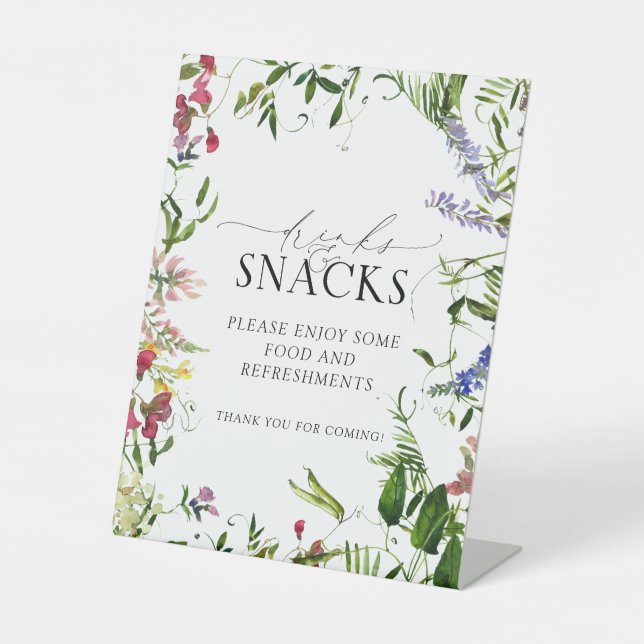 Signe De Table Fleur sauvage d'été Aquarelle douche Bouquet Bar (Recto)