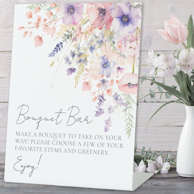 Signe De Table Fleur sauvage Faire Un Bouquet Bar Fleur (Wildflower Make A Bouquet Flower Bar Pedestal Sign)