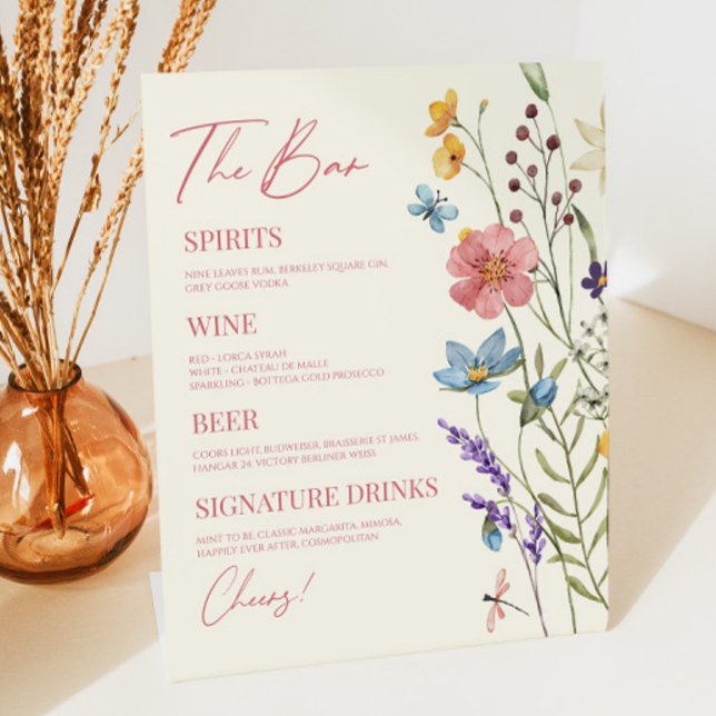 Signe De Table Fleur sauvage Fleur Fleur Florale Mariage Bar (Créateur téléchargé)