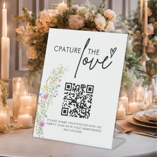 Signe De Table Fleur sauvage Mariage Capture La photo Amour Code 