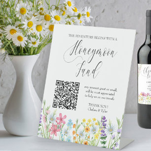 Signe De Table Fleur sauvage Meadow Honeymoon Fund Code QR Mariag