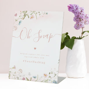 Signe De Table Fleur sauvage rose script Mariage rustique Oh Snap