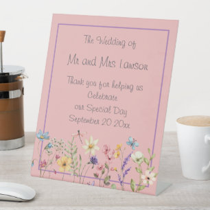 Signe De Table Fleur sauvage rustique Boho Dusty Mariage rose