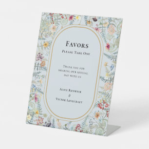 Signe De Table Fleur sauvage vintage Fern Dusty Blue Wedding Fave