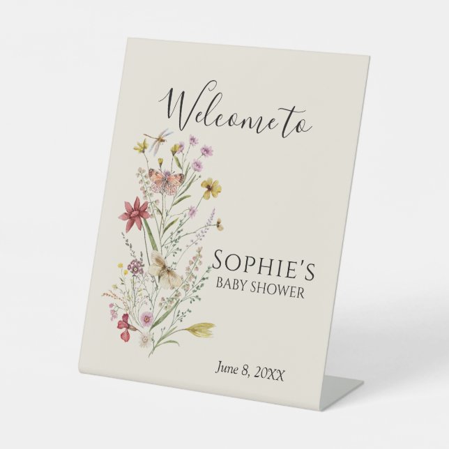 Signe De Table Fleur sauvage Whimsical Baby In Bloom Bienvenue (Recto)