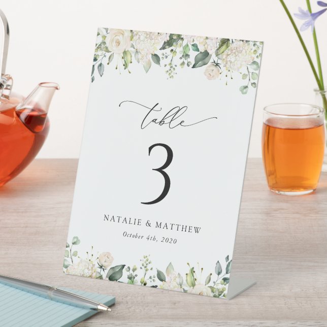 Signe De Table Fleurs blanches, Fleurs de crème, Boho, Numéros de (In SItu)