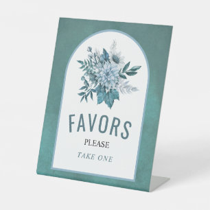 Signe De Table Fleurs bleu turquoise et aqua, mariage feuille Fav