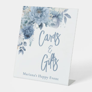 Signe De Table Fleurs bleues poussiéreuses Cartes et cadeaux flor