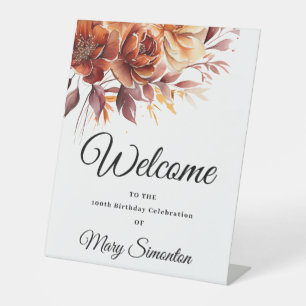 Signe De Table Fleurs d'automne en terre cuite 100e anniversaire 