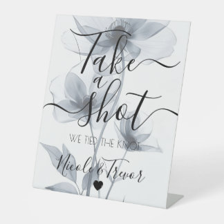 Signe De Table Fleurs de calligraphie translucides bleues Prenez 