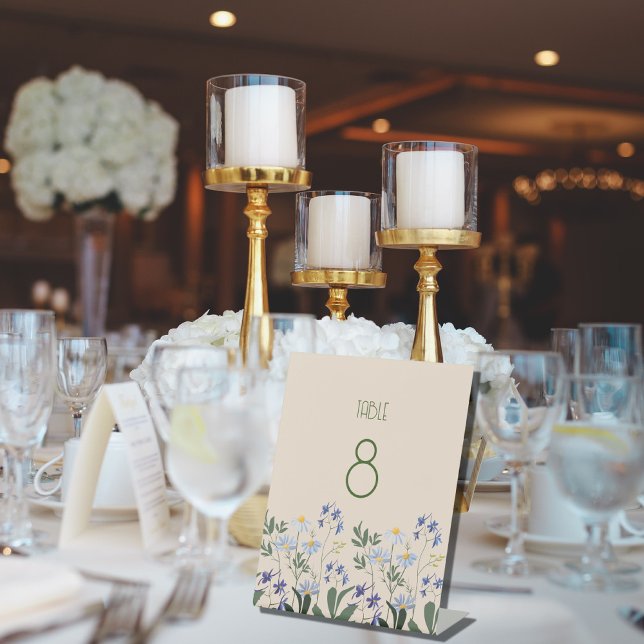 Signe De Table Fleurs de champ modernes simples Mariage Numéro de (Créateur téléchargé)