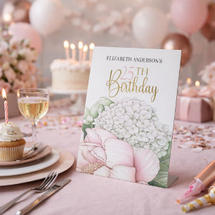 Signe De Table Fleurs de Paon Rose Fard Anniversaire 25 Ans
