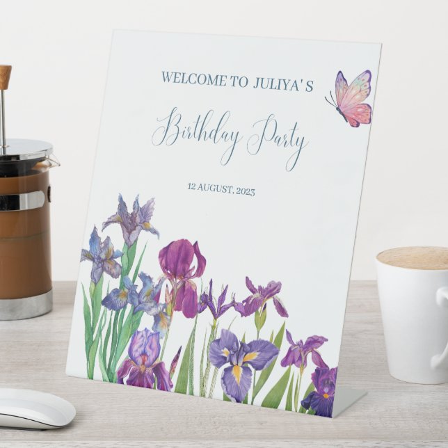 Signe De Table Fleurs d'Iris fête d'anniversaire (In SItu)