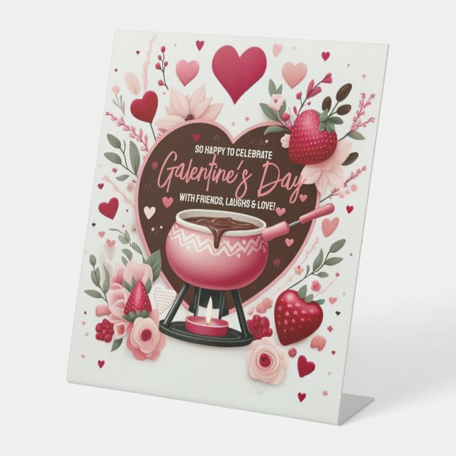 Signe De Table Fleurs et fraises La fête des fondues de Galentine (Recto)