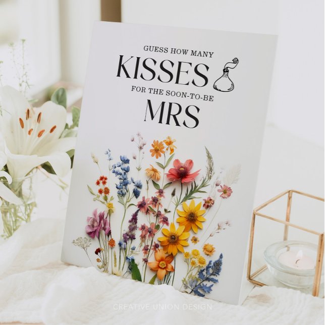 Signe De Table Fleurs Pressées Fleur sauvage Combien de Baisers S (Créateur téléchargé)