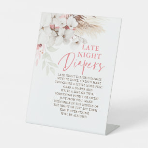 Signe De Table Fleurs roses et blanches Late Night Diapers