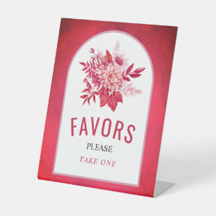 Signe De Table Fleurs roses et rouges, mariage feuille Faveurs