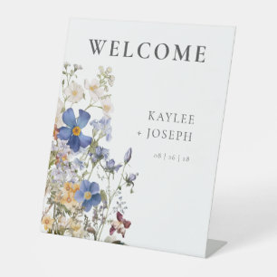 Signe De Table Fleurs sauvages de prairie rustique Mariage pourpr