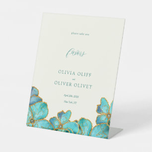 Signe De Table Fleurs turquoises Faveurs de mariage