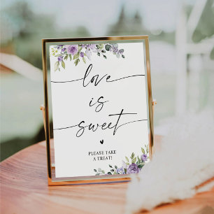 Signe De Table Fleurs Violettes Romantiques L'amour Est Doux Ense