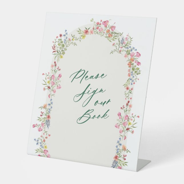 Signe De Table floral green arch guest book wedding (Recto)