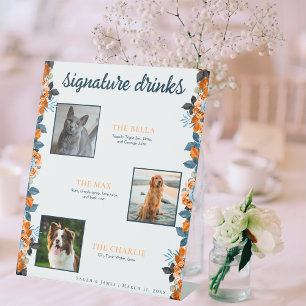 Signe De Table Floral Navy Blue Rust 3 Photo Pet Signature Boire