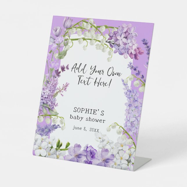 Signe De Table Flore Lavender Boho Customisée personnalisée (Recto)