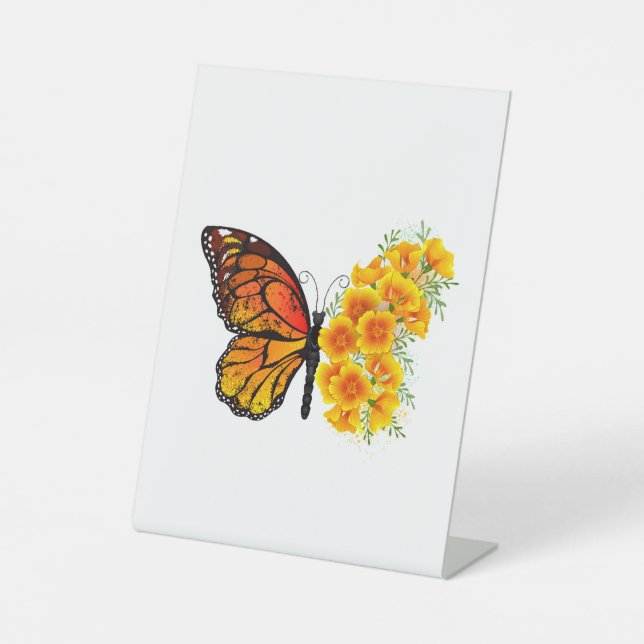 Signe De Table Flower Butterfly with Yellow California Poppy (Recto)