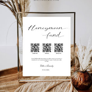 Signe De Table Fonds de lune de miel argent moderne Code QR Maria