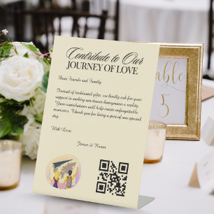 Signe De Table Fonds de lune de miel Registre Qr Code Mariage Cad